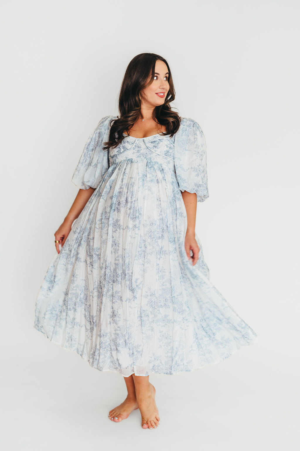 Harlow Maxi Dress in Light Blue Floral - Bump Friendly and Size Inclusive