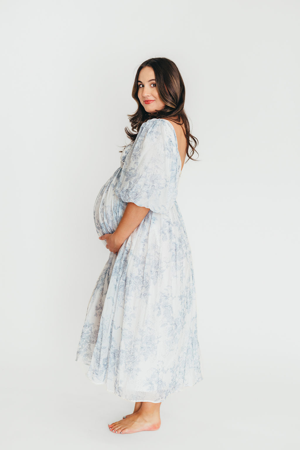 Harlow Maxi Dress in Light Blue Floral - Bump Friendly and Size Inclusive