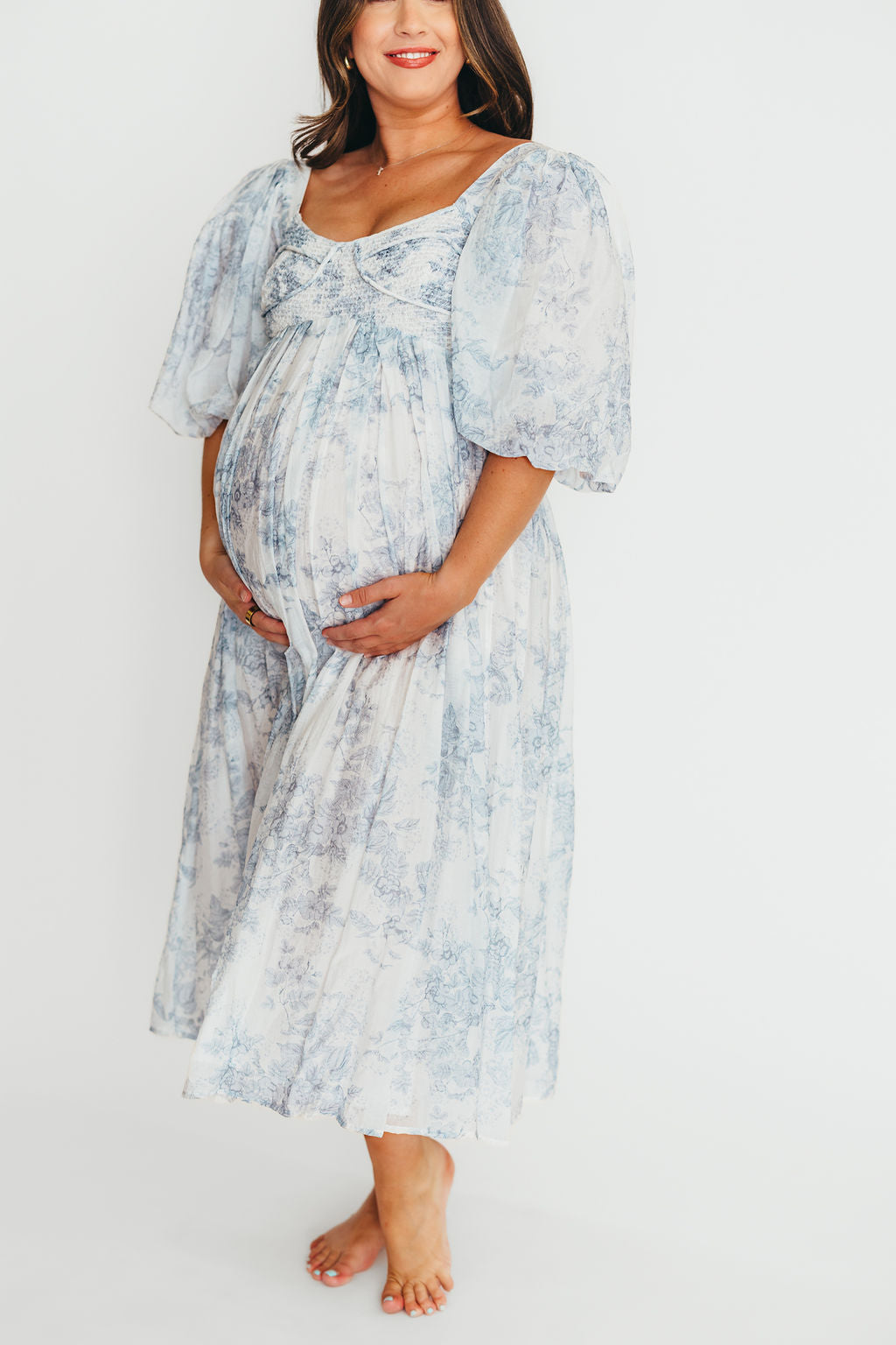 Harlow Maxi Dress in Light Blue Floral - Bump Friendly and Size Inclusive