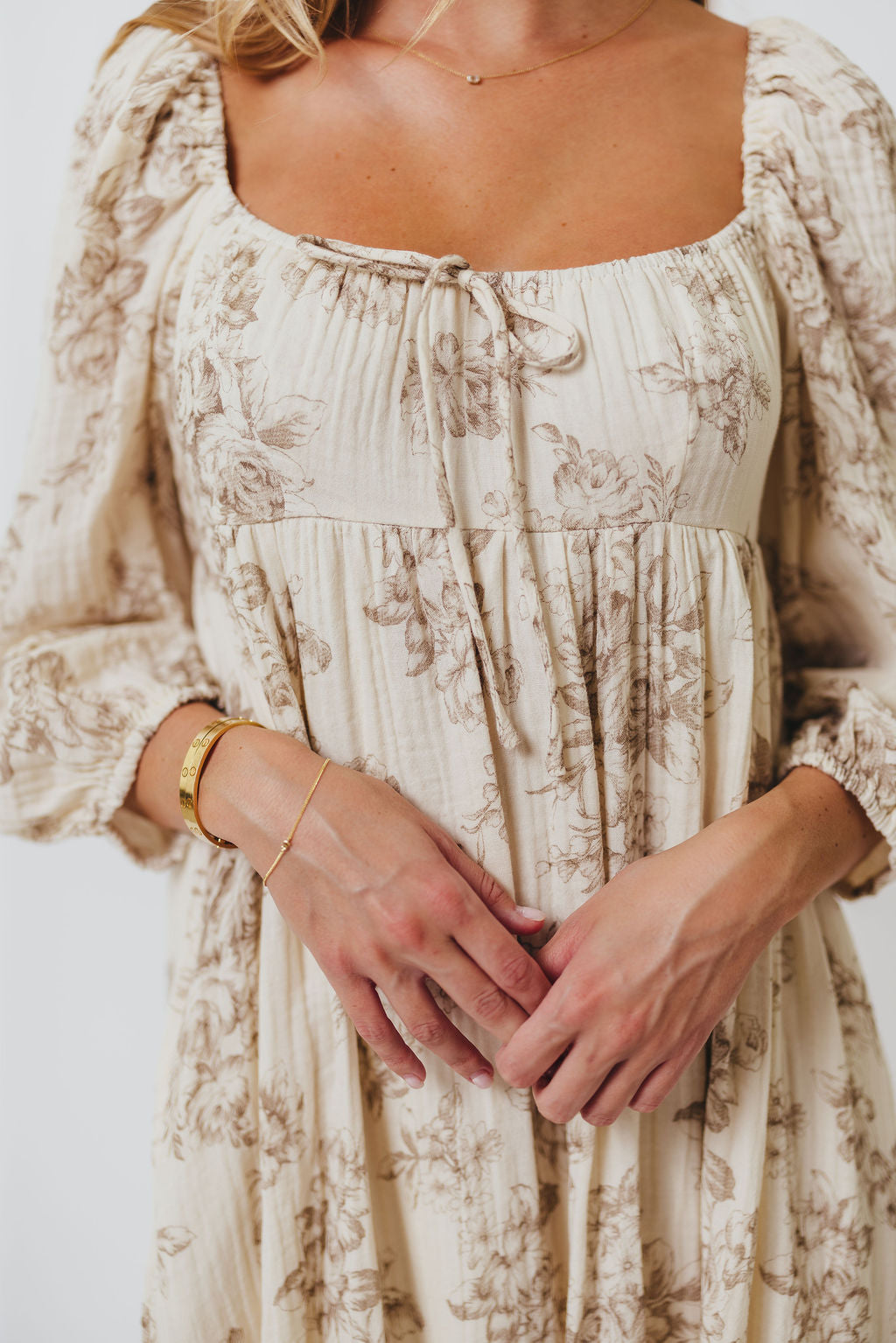 Peyton 100% Cotton Maxi Dress in Brown Floral - Bump Friendly