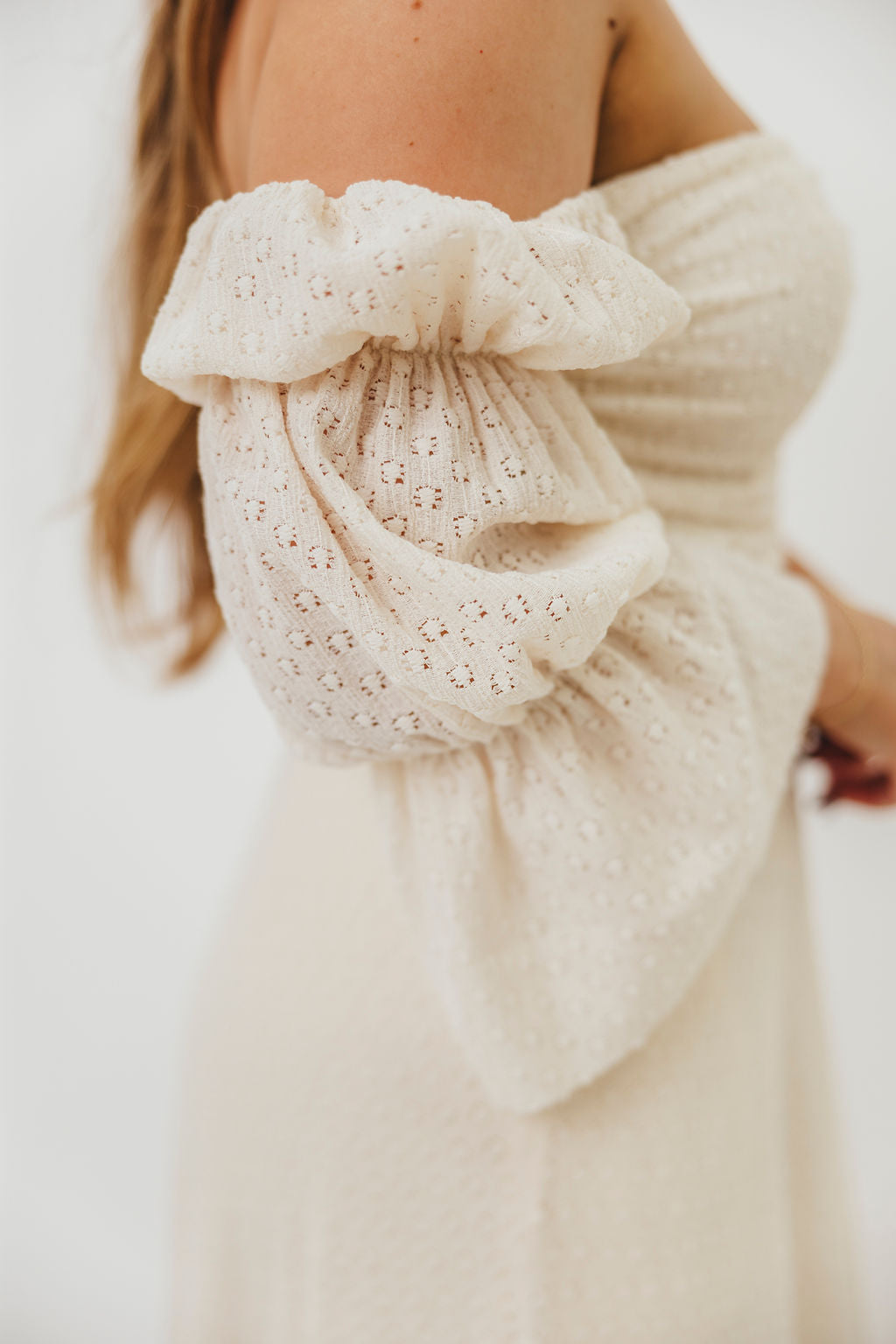 Corrine Tiered Sleeve Maxi Dress in Ivory Cream