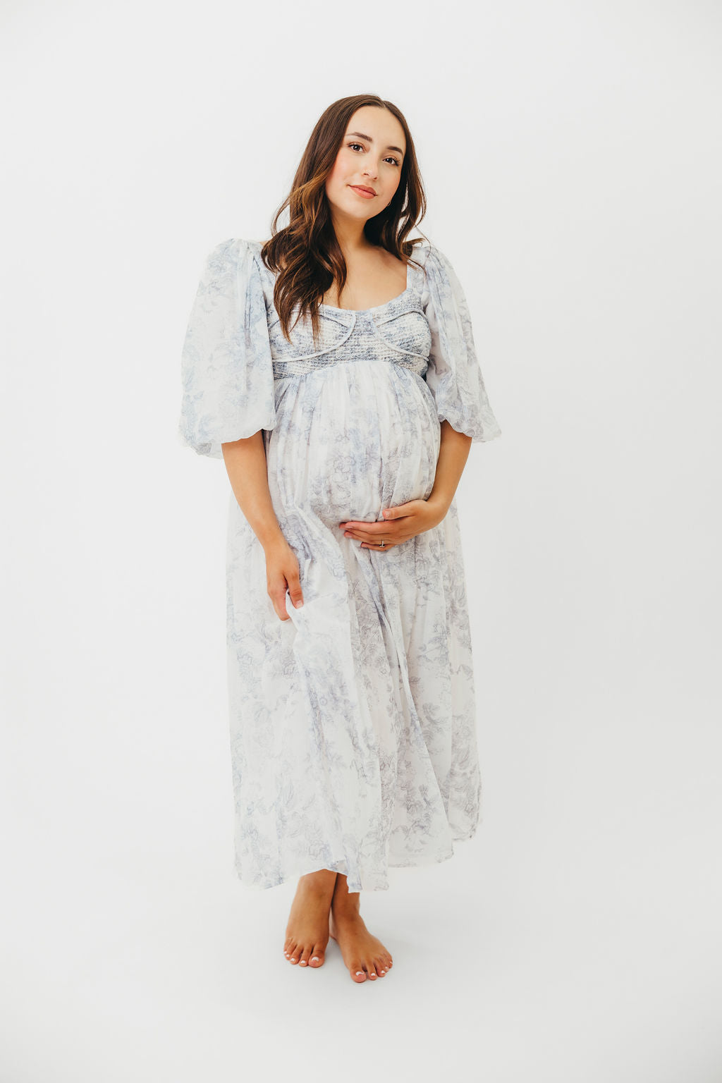 Harlow Maxi Dress in Light Blue Floral - Bump Friendly and Size Inclusive