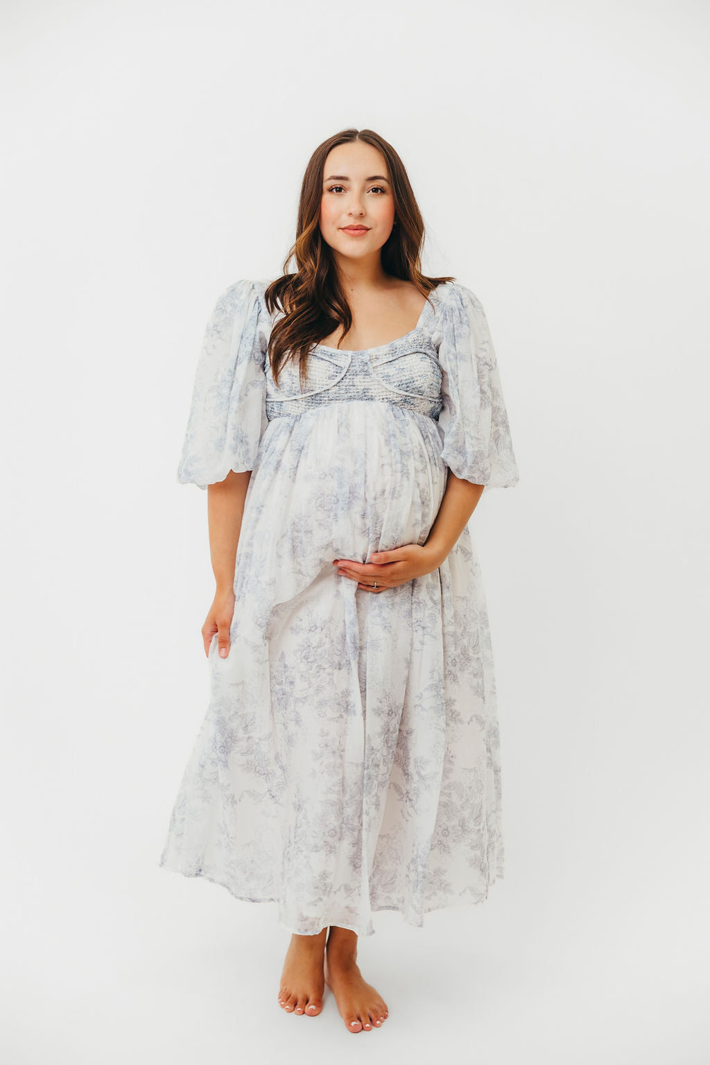 Harlow Maxi Dress in Light Blue Floral - Bump Friendly and Size Inclusive