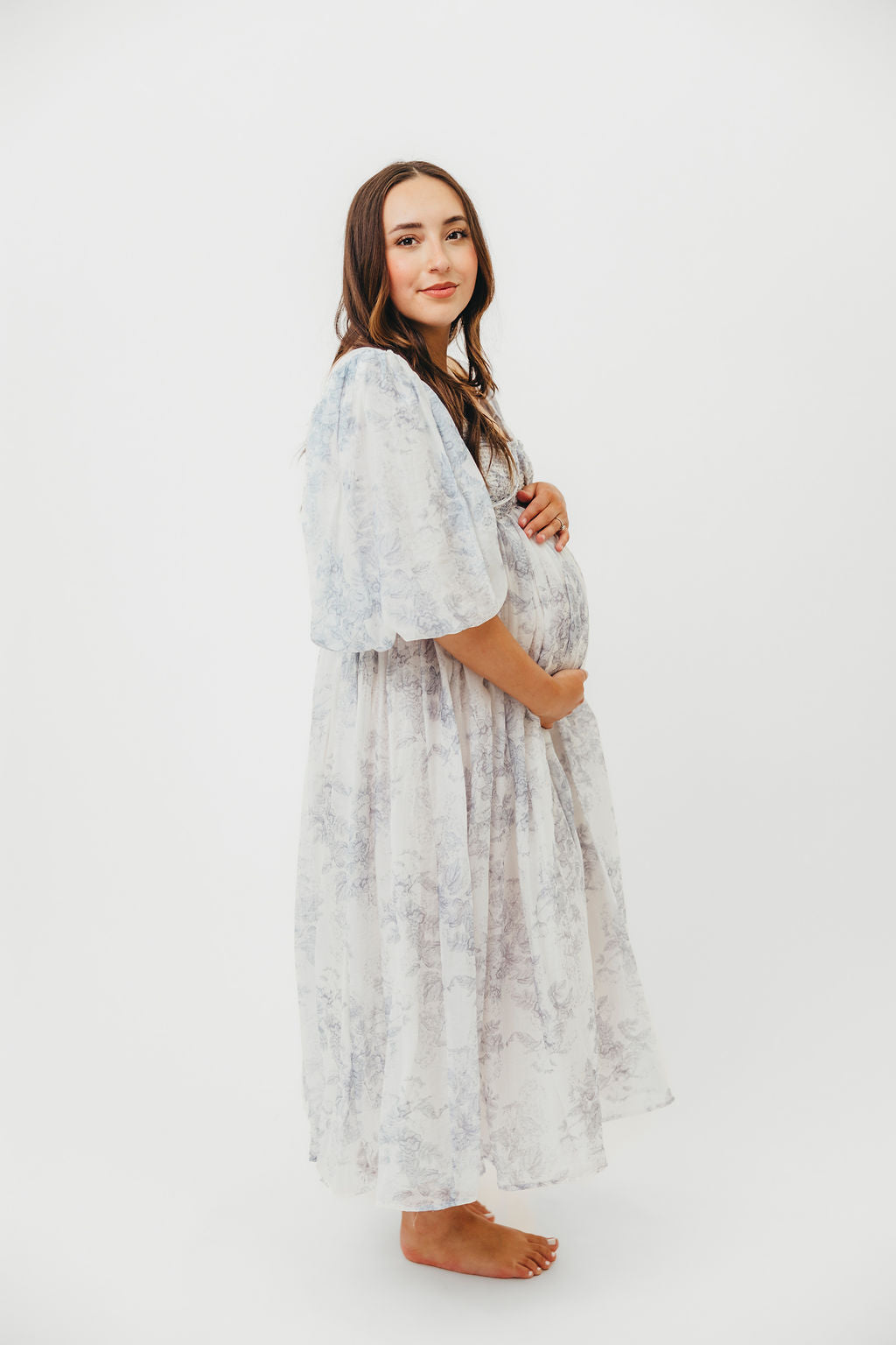 Harlow Maxi Dress in Light Blue Floral - Bump Friendly and Size Inclusive