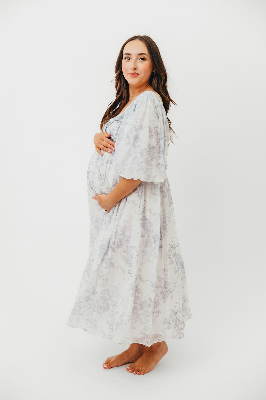 Harlow Maxi Dress in Light Blue Floral - Bump Friendly and Size Inclusive