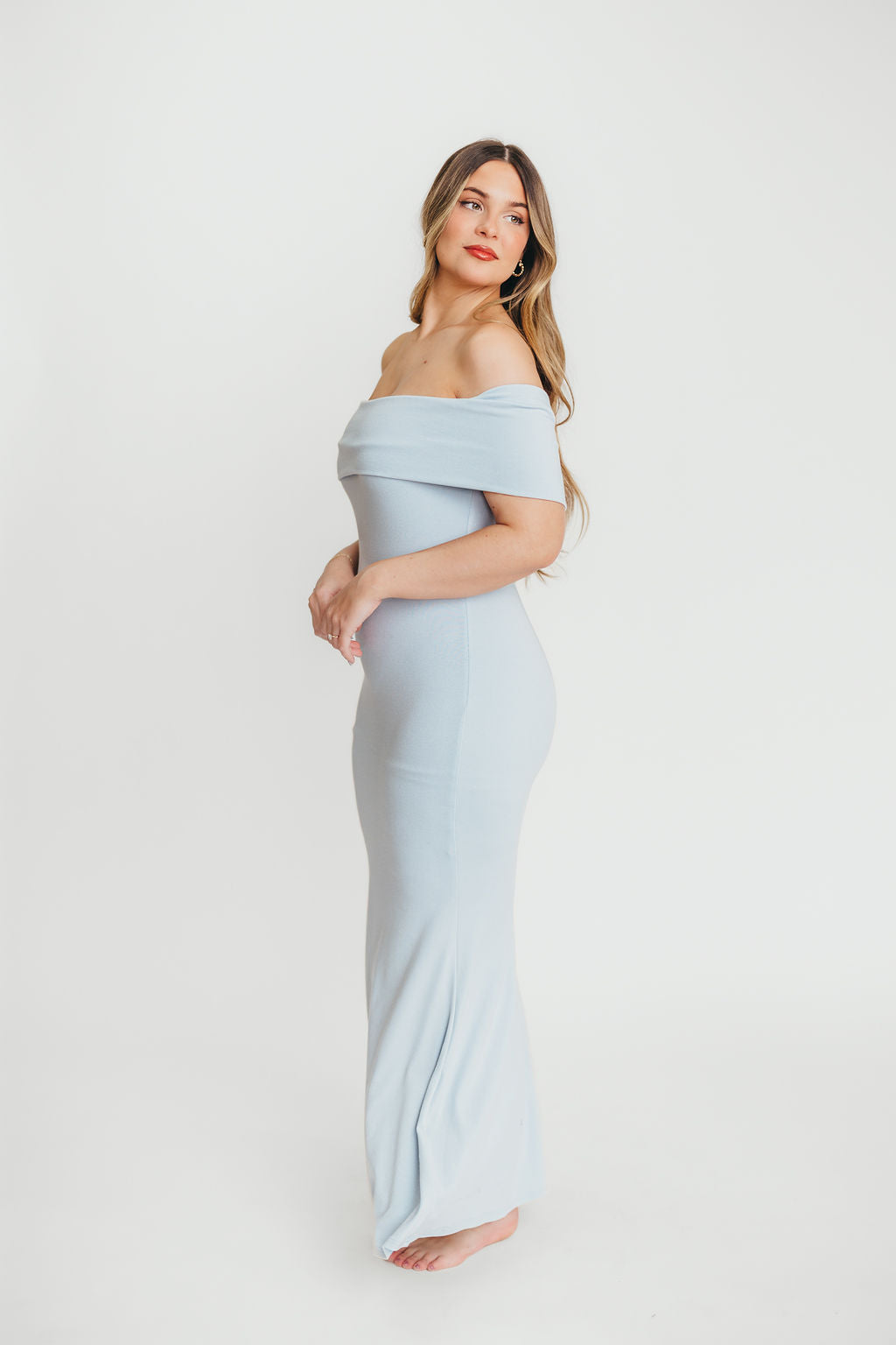 Monroe Maxi Dress in Blue - Bump Friendly