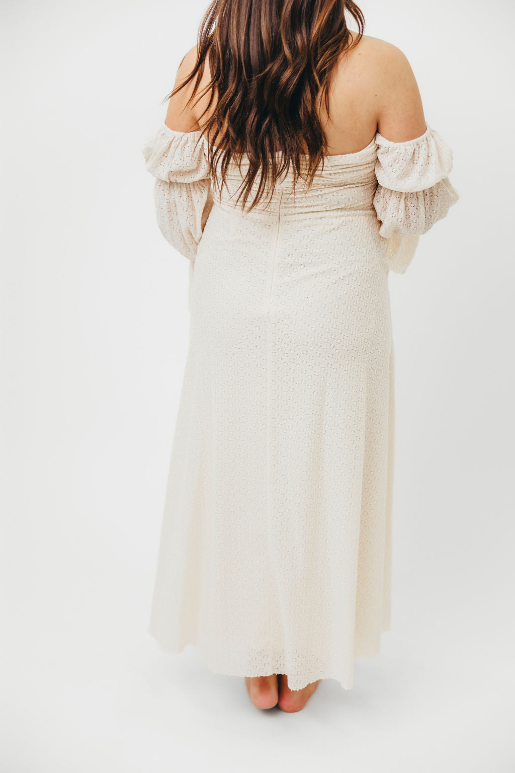 Corrine Tiered Sleeve Maxi Dress in Ivory Cream