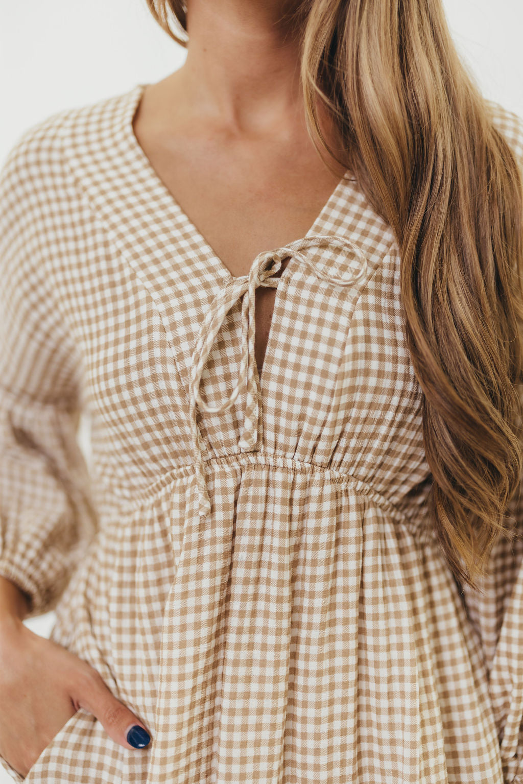 Hunter Printed Gauze Midi Dress in Natural Plaid - Bump Friendly