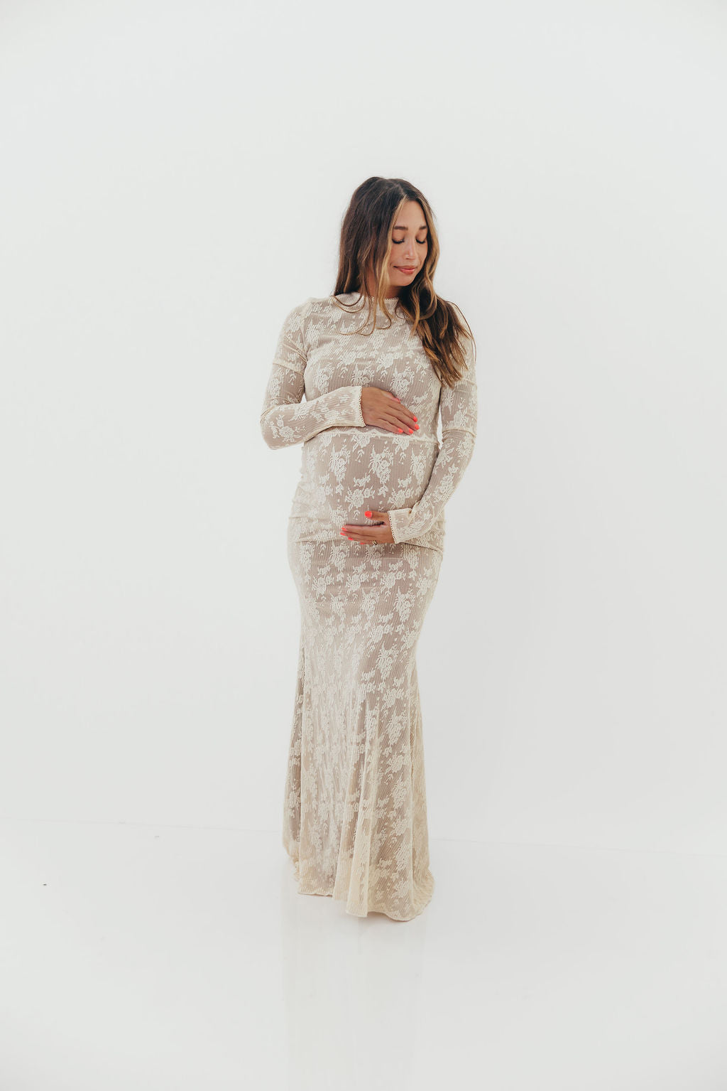 Seraphine Lace Maxi Dress in Cream - Inclusive Sizing & Bump Friendly (Size Up for Bump) *11/21 PRE-ORDER*