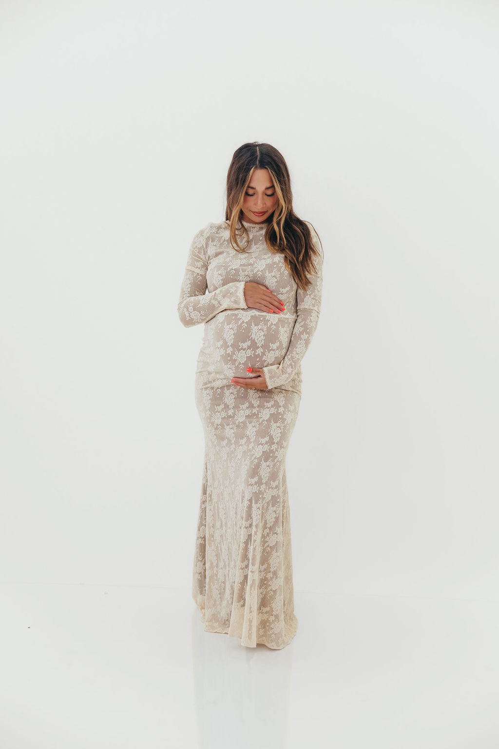 Seraphine Lace Maxi Dress in Cream - Inclusive Sizing & Bump Friendly (Size Up for Bump) *11/21 PRE-ORDER*
