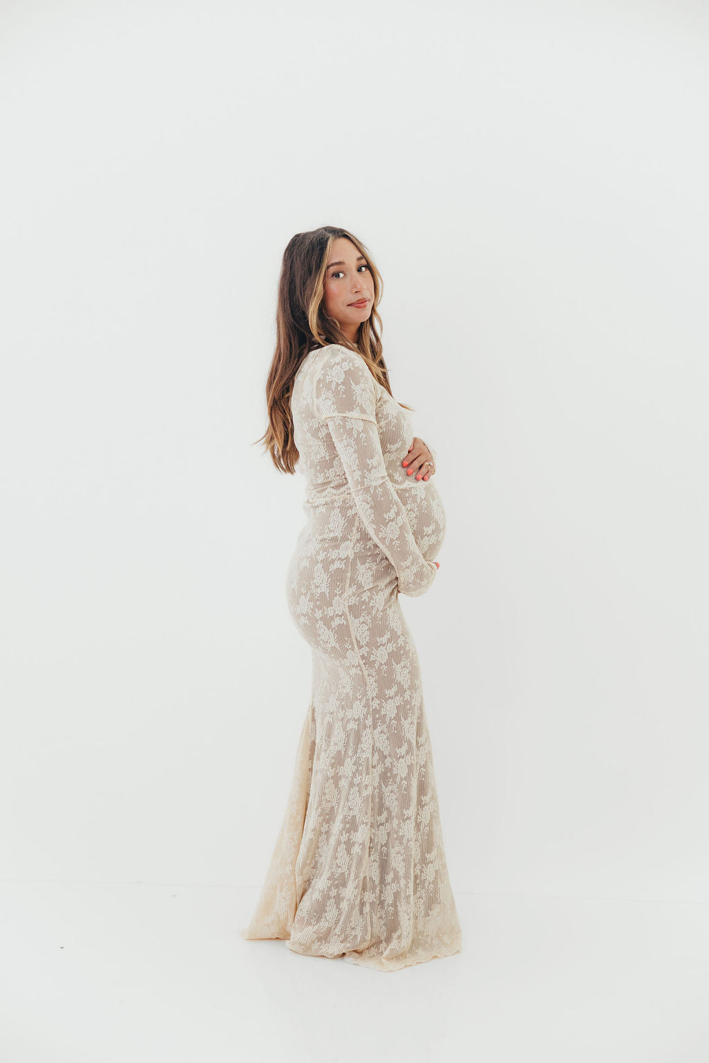 Seraphine Lace Maxi Dress in Cream - Inclusive Sizing & Bump Friendly (Size Up for Bump) *11/21 PRE-ORDER*