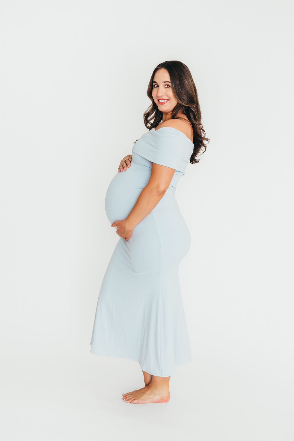 Monroe Maxi Dress in Blue - Bump Friendly