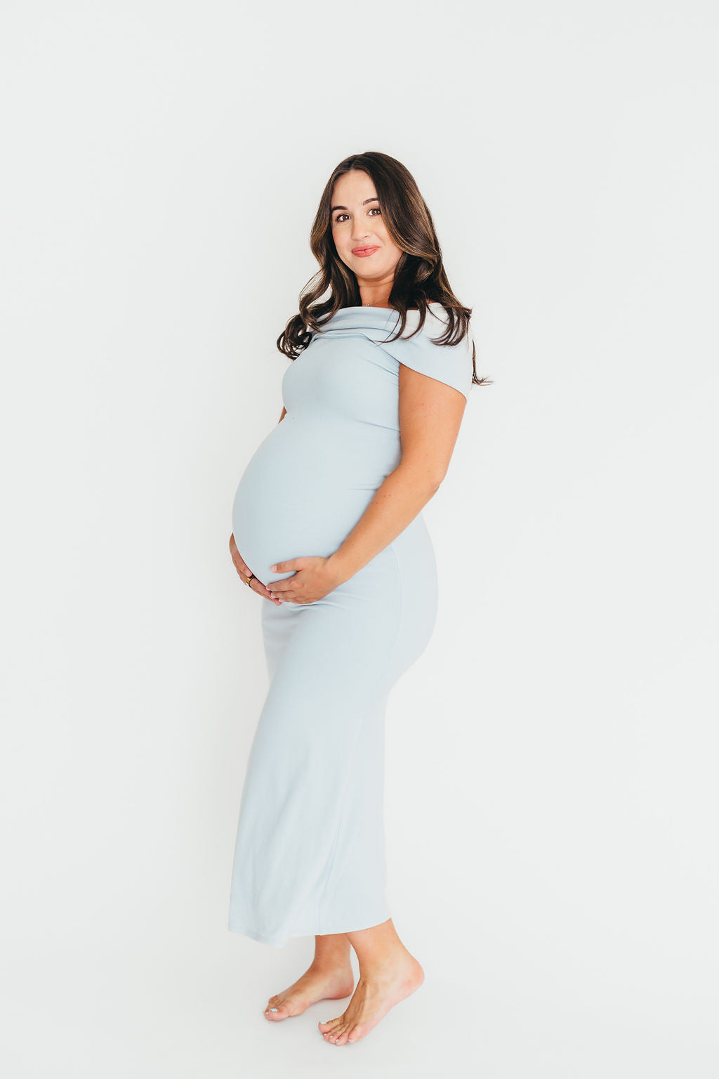 Monroe Maxi Dress in Blue - Bump Friendly