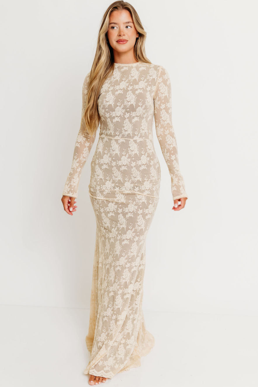 Seraphine Lace Maxi Dress in Cream - Inclusive Sizing & Bump Friendly (Size Up for Bump) *11/21 PRE-ORDER*