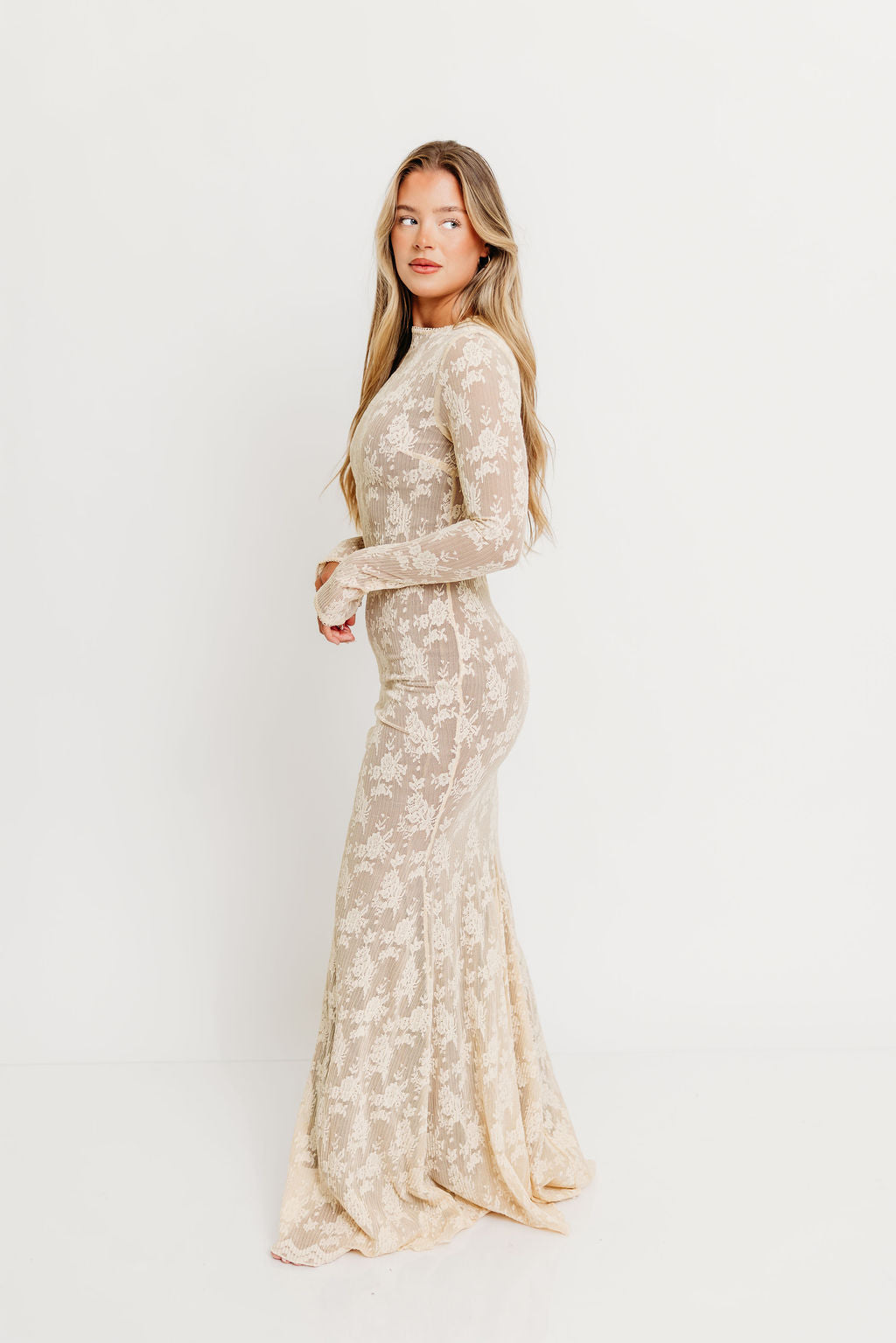 Seraphine Lace Maxi Dress in Cream - Inclusive Sizing & Bump Friendly (Size Up for Bump) *11/21 PRE-ORDER*