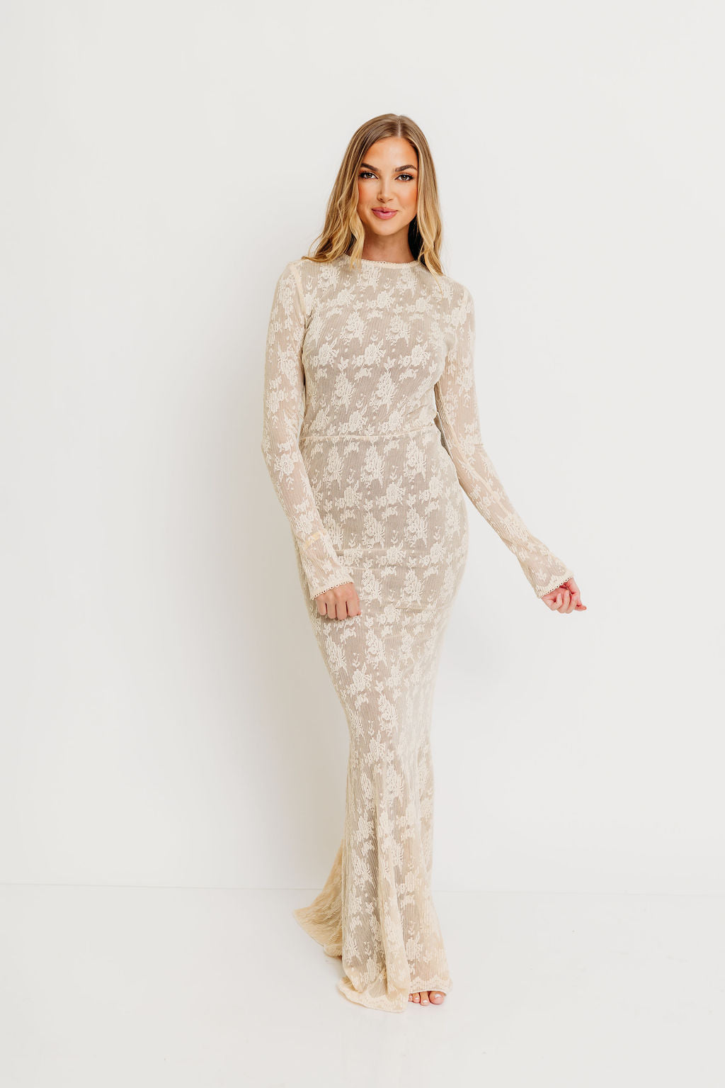Seraphine Lace Maxi Dress in Cream - Inclusive Sizing & Bump Friendly (Size Up for Bump) *11/21 PRE-ORDER*