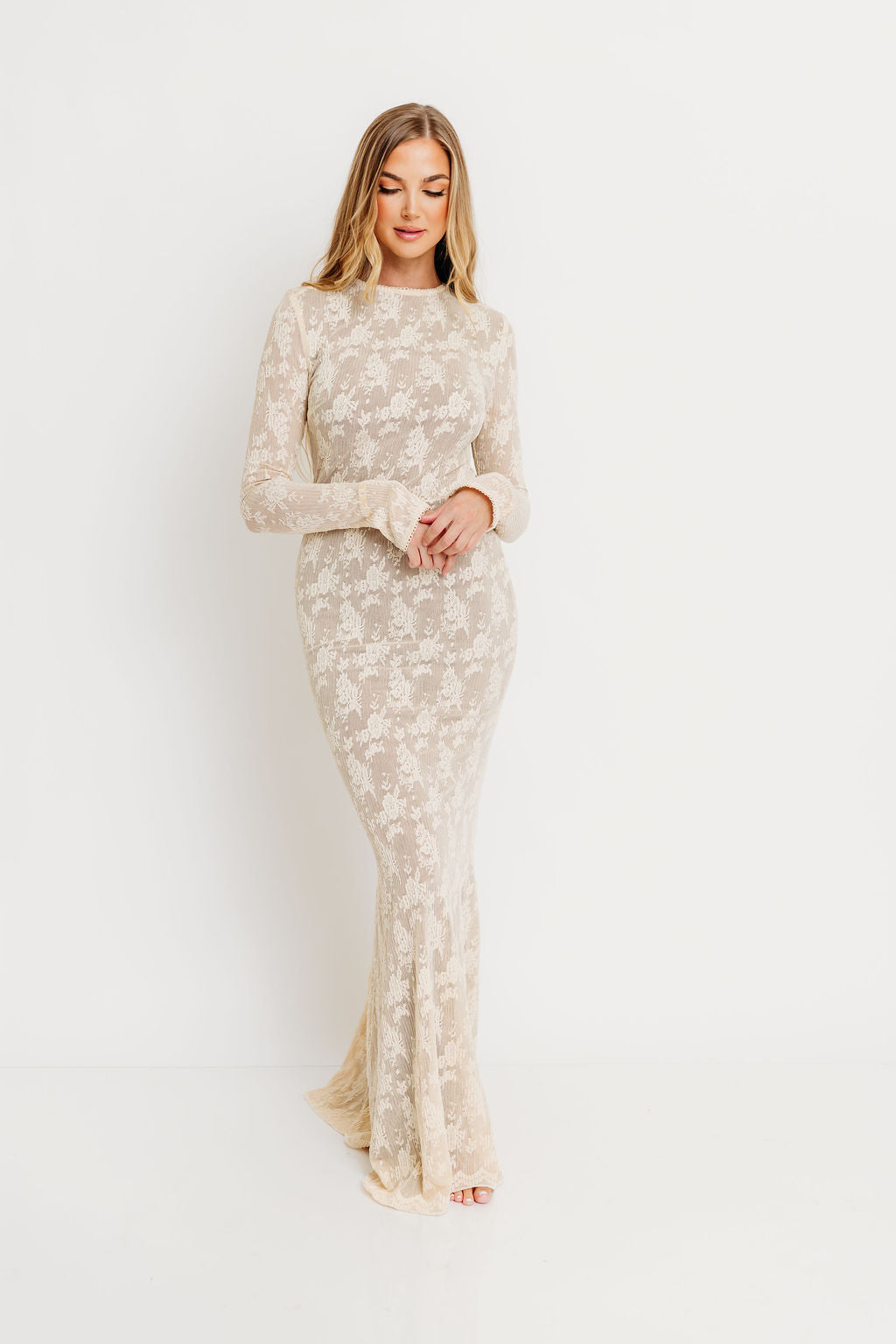 Seraphine Lace Maxi Dress in Cream - Inclusive Sizing & Bump Friendly (Size Up for Bump) *11/21 PRE-ORDER*