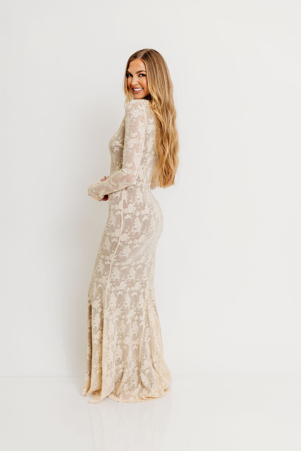 Seraphine Lace Maxi Dress in Cream - Inclusive Sizing & Bump Friendly (Size Up for Bump) *11/21 PRE-ORDER*