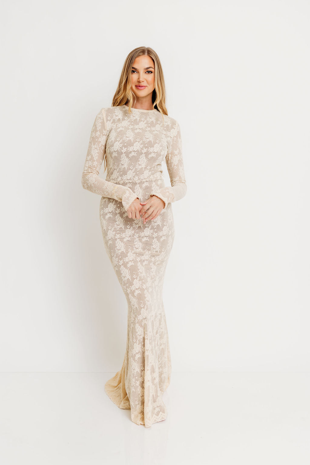 Seraphine Lace Maxi Dress in Cream - Inclusive Sizing & Bump Friendly (Size Up for Bump) *11/21 PRE-ORDER*