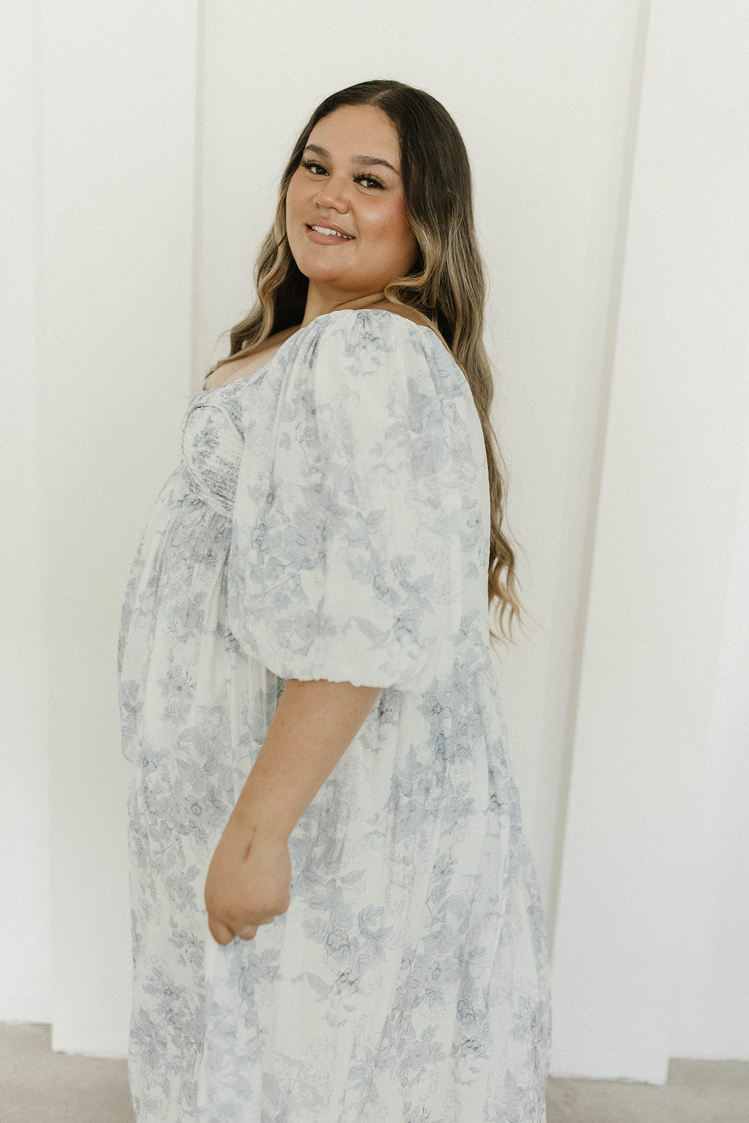 Harlow Maxi Dress in Light Blue Floral - Bump Friendly and Size Inclusive