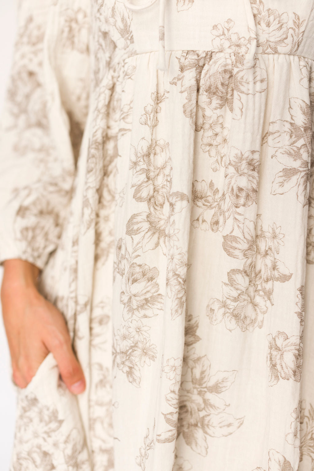 Peyton 100% Cotton Maxi Dress in Brown Floral - Bump Friendly