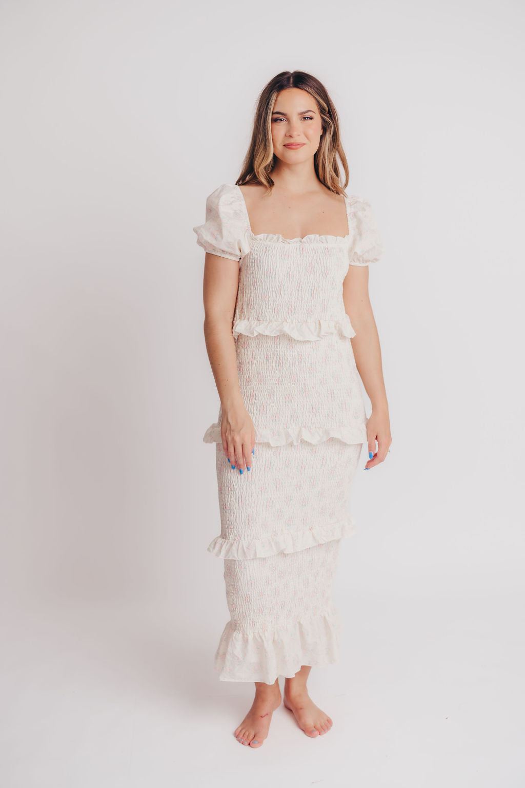 Ada Smocked Dress in Pink Floral- Bump Friendly & Inclusive Sizing (S-3XL) *Final-Sale*