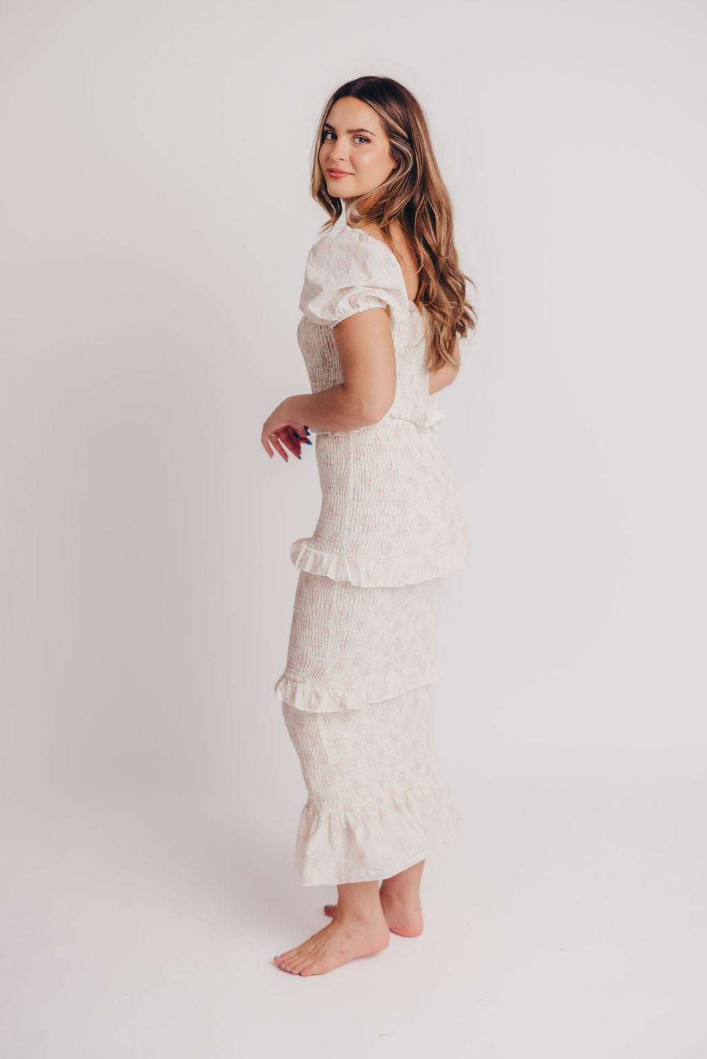 Ada Smocked Dress in Pink Floral- Bump Friendly & Inclusive Sizing (S-3XL) *Final-Sale*