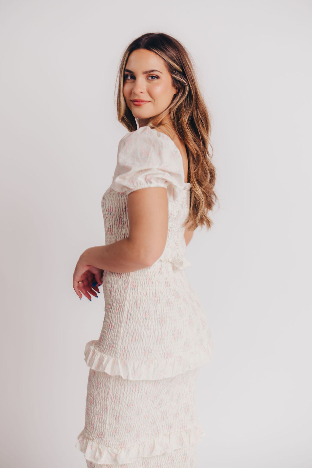 Ada Smocked Dress in Pink Floral- Bump Friendly & Inclusive Sizing (S-3XL) *Final-Sale*