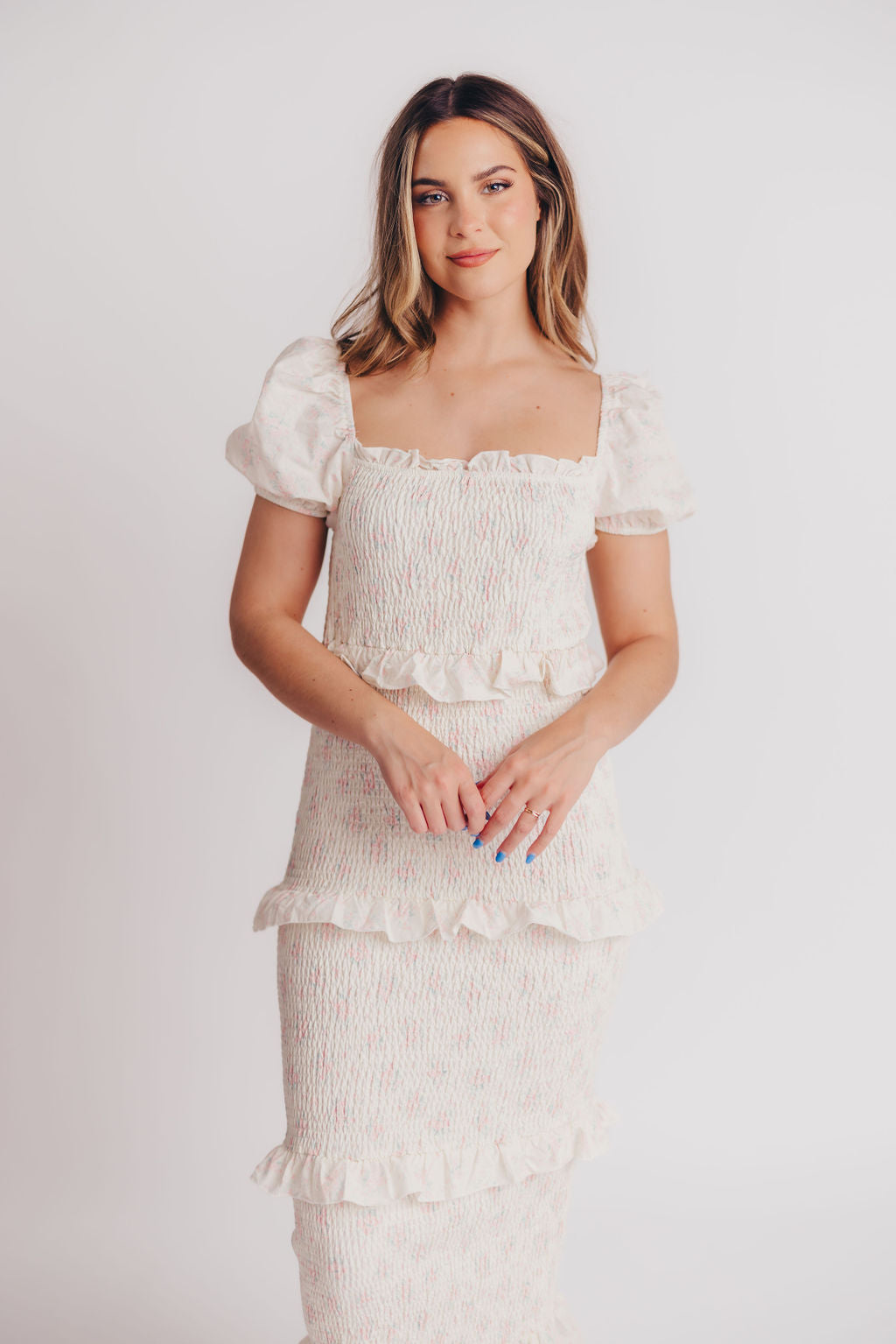 Ada Smocked Dress in Pink Floral- Bump Friendly & Inclusive Sizing (S-3XL) *Final-Sale*