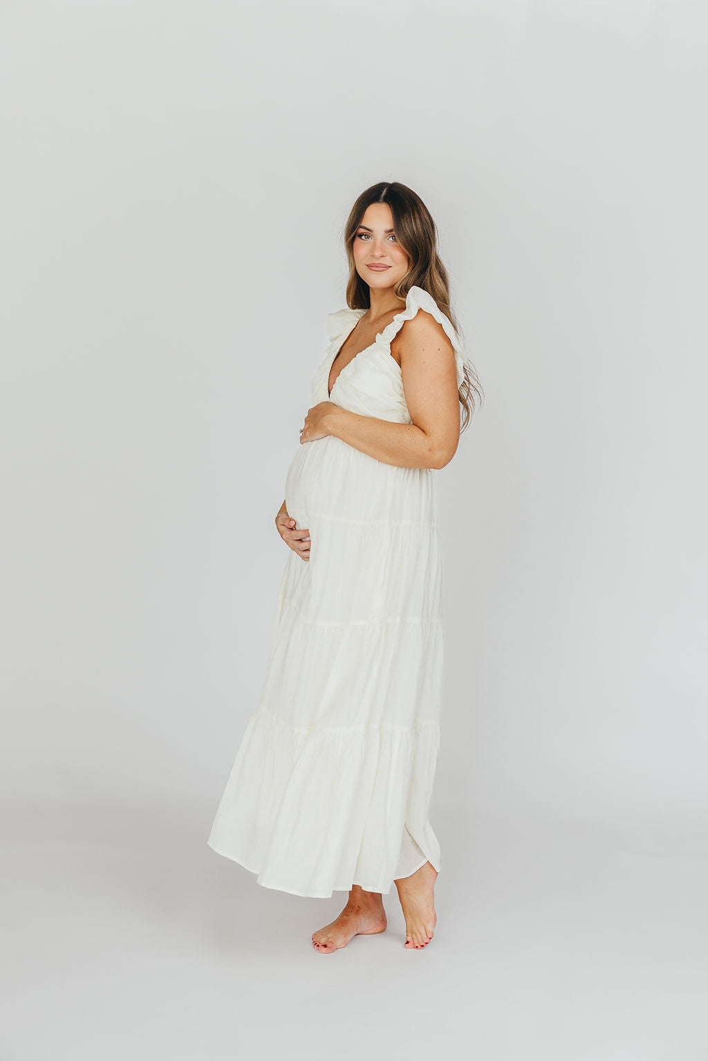 Katy Pleated Bodice Maxi Dress in Cream - Bump Friendly *11/10 PRE-ORDER* (Last Restock of the Year)