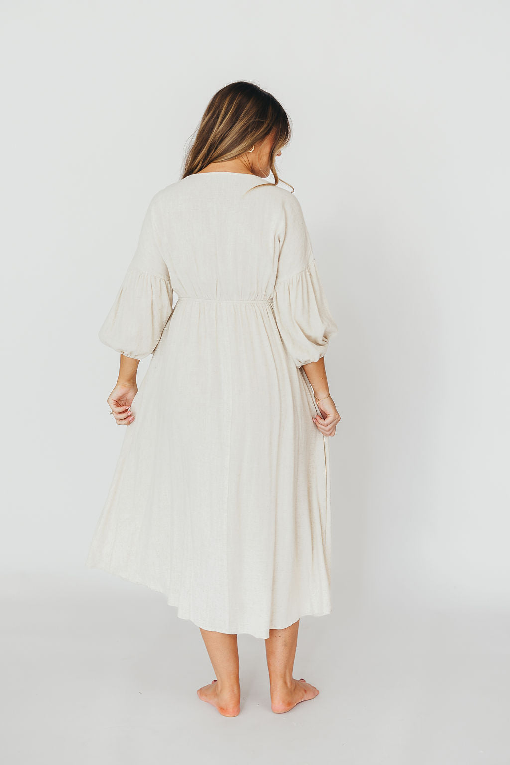 Hunter 100% Cotton Gauze Midi Dress in Soy - Bump Friendly