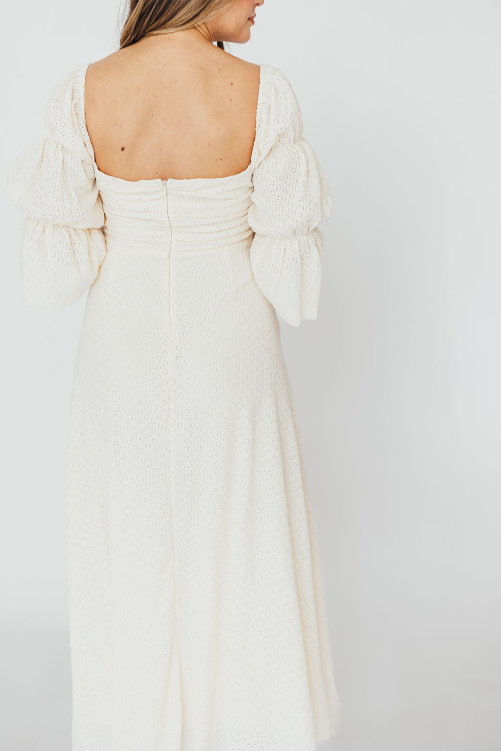 Corrine Tiered Sleeve Maxi Dress in Ivory Cream
