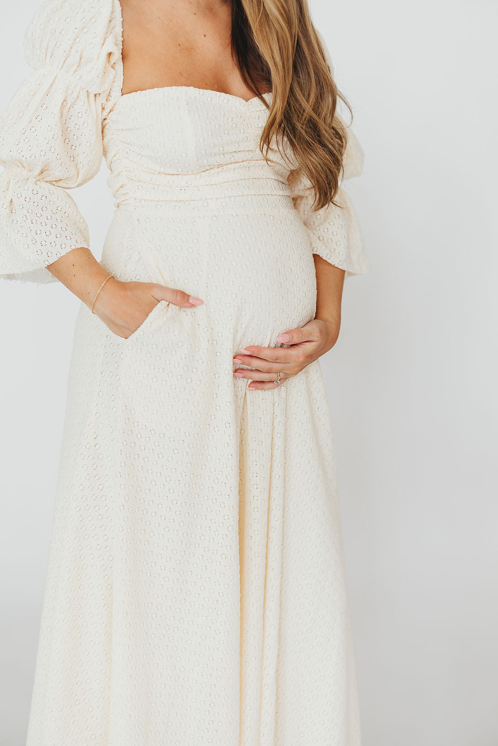 Corrine Tiered Sleeve Maxi Dress in Ivory Cream