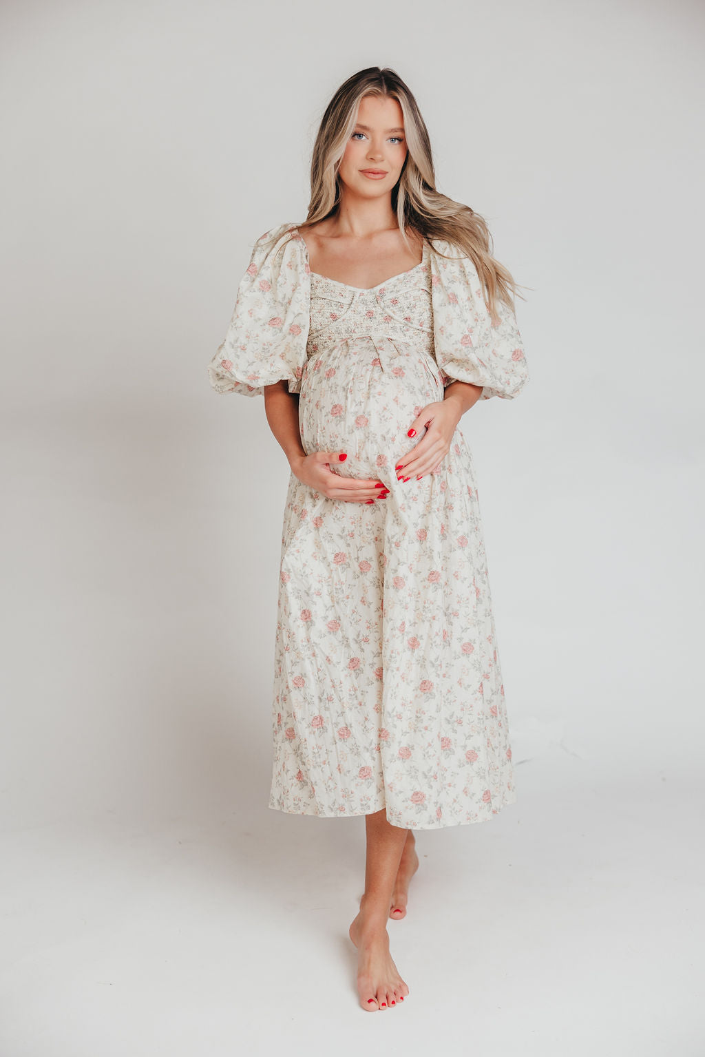 Harlow Maxi Dress in Off-White Floral - Bump Friendly & Inclusive Sizing (S-3XL) *Final-Sale*