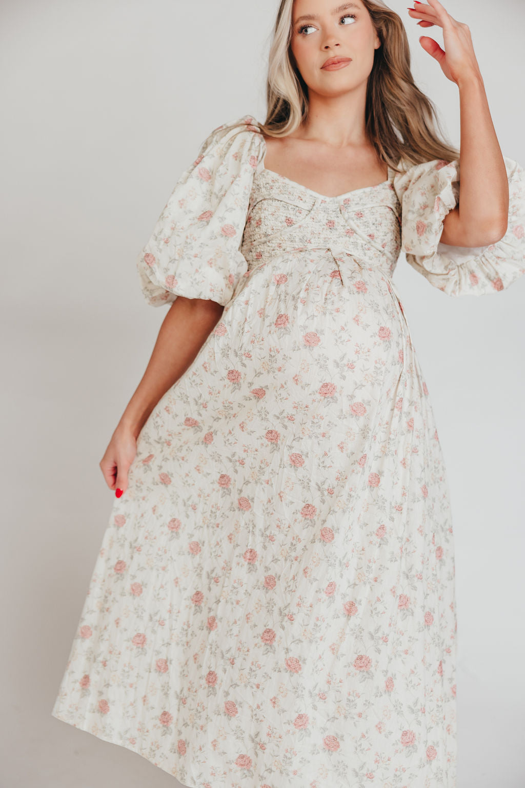 Harlow Maxi Dress in Off-White Floral - Bump Friendly & Inclusive Sizing (S-3XL) *Final-Sale*