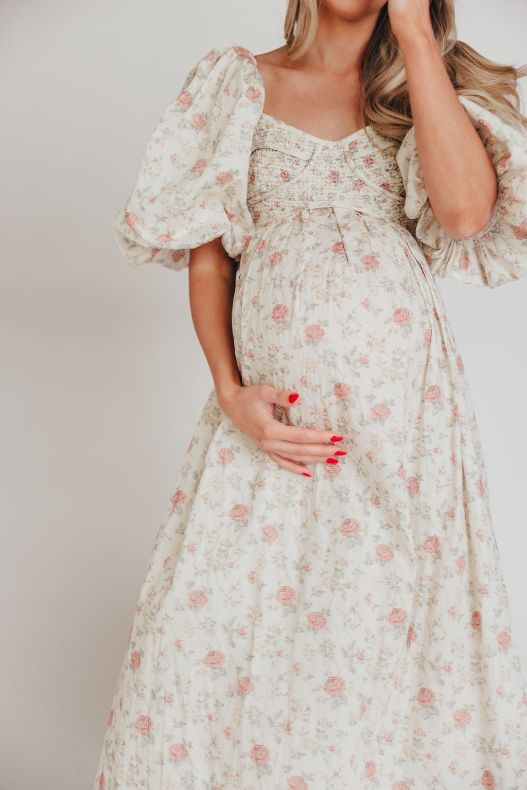 Harlow Maxi Dress in Off-White Floral - Bump Friendly & Inclusive Sizing (S-3XL) *Final-Sale*