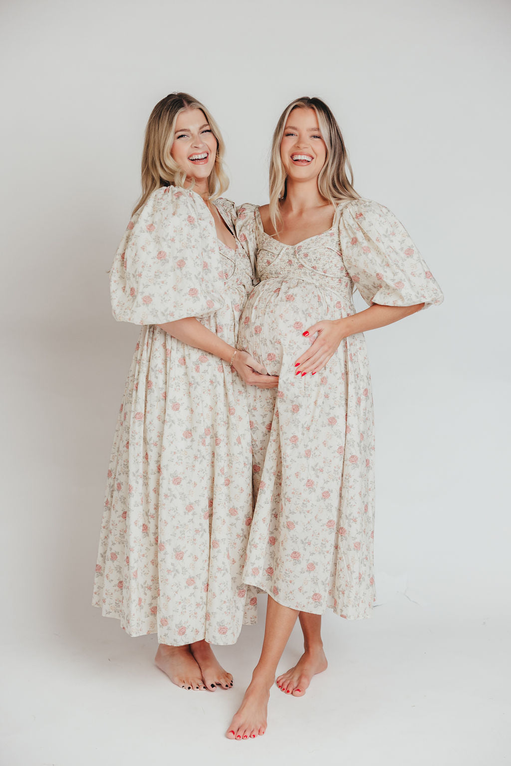 Harlow Maxi Dress in Off-White Floral - Bump Friendly & Inclusive Sizing (S-3XL) *Final-Sale*