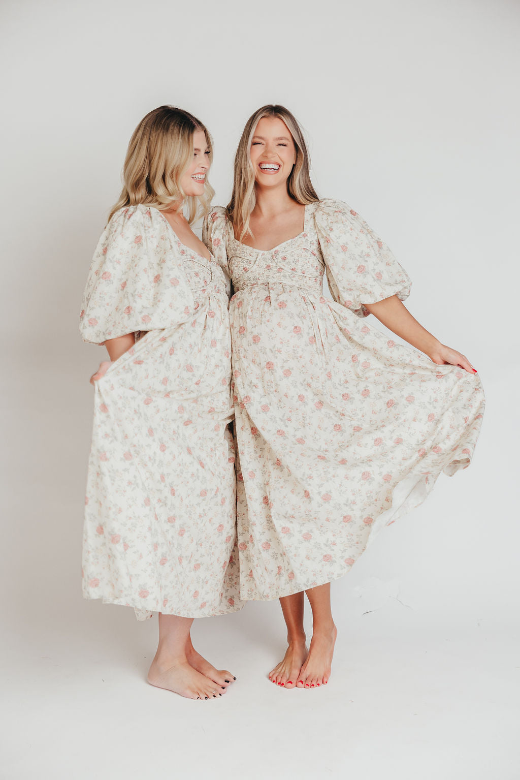 Harlow Maxi Dress in Off-White Floral - Bump Friendly & Inclusive Sizing (S-3XL) *Final-Sale*