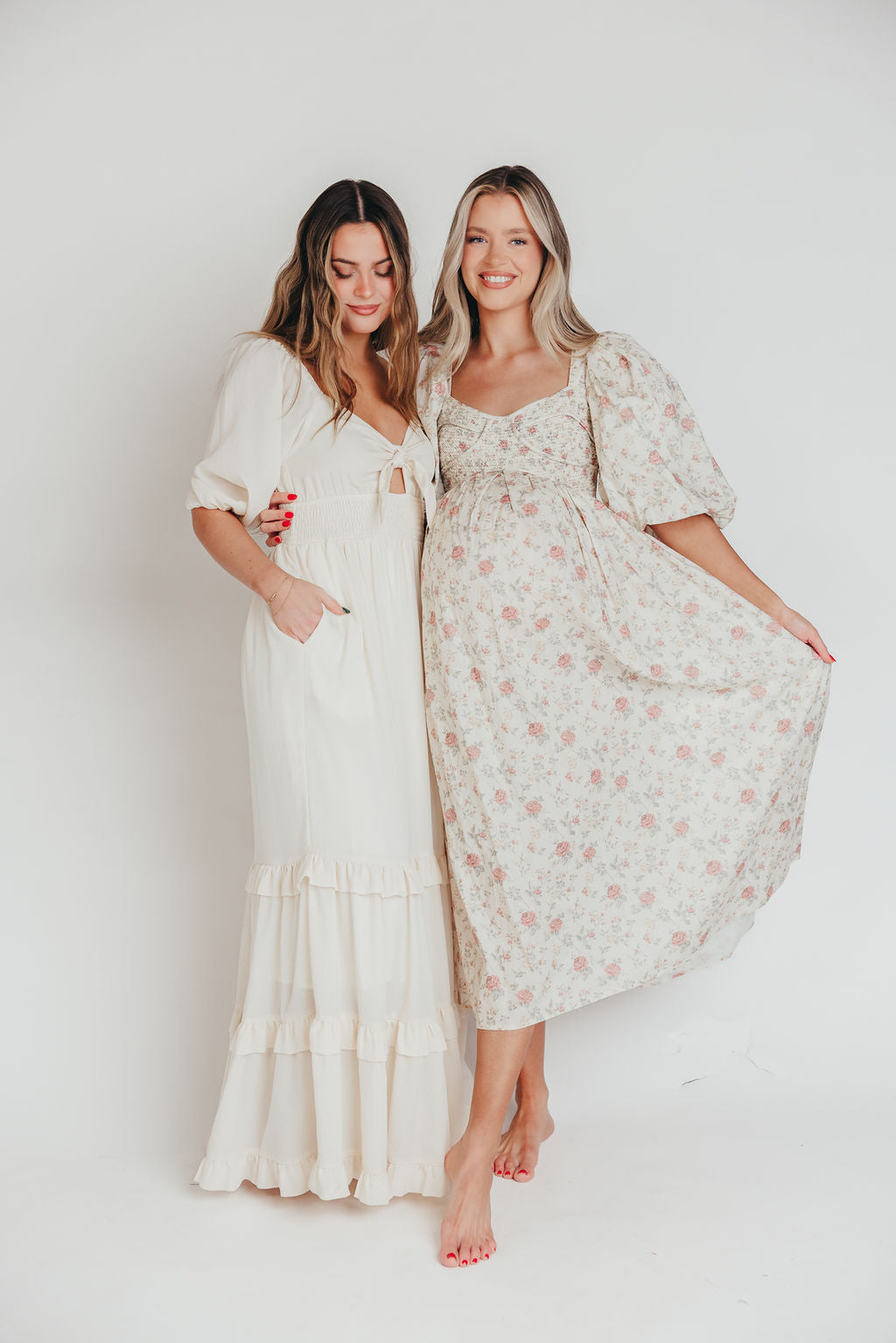 Harlow Maxi Dress in Off-White Floral - Bump Friendly & Inclusive Sizing (S-3XL) *Final-Sale*