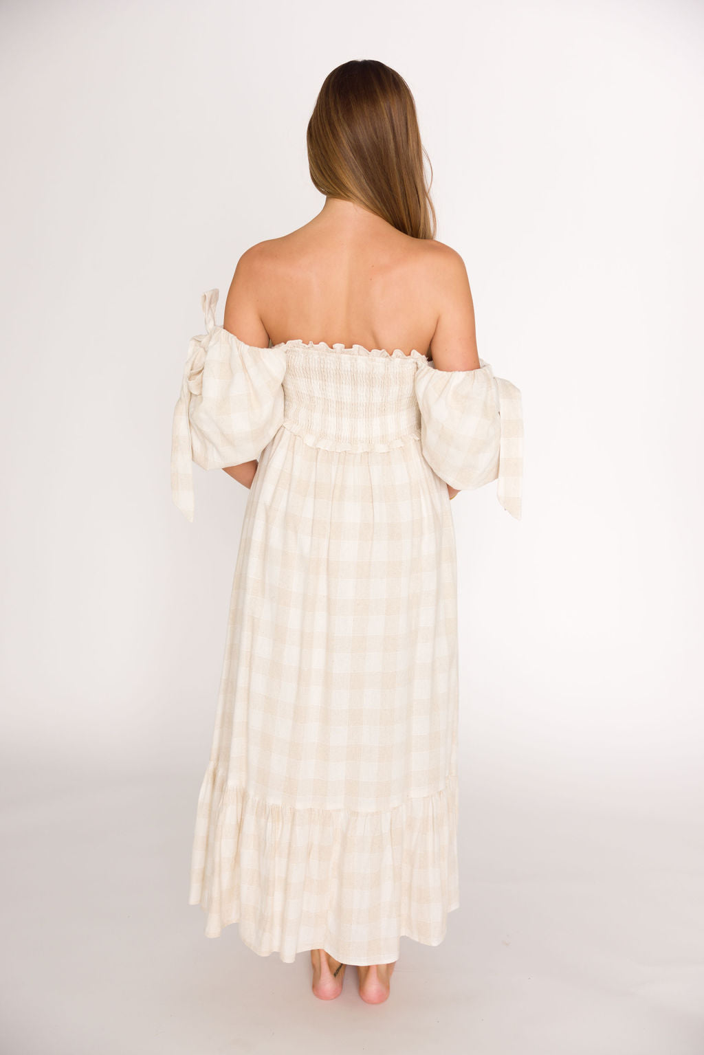 Addyson Elena Maxi Dress in Natural Multi - Cotton/Linen Blend - Bump Friendly & Inclusive Sizing