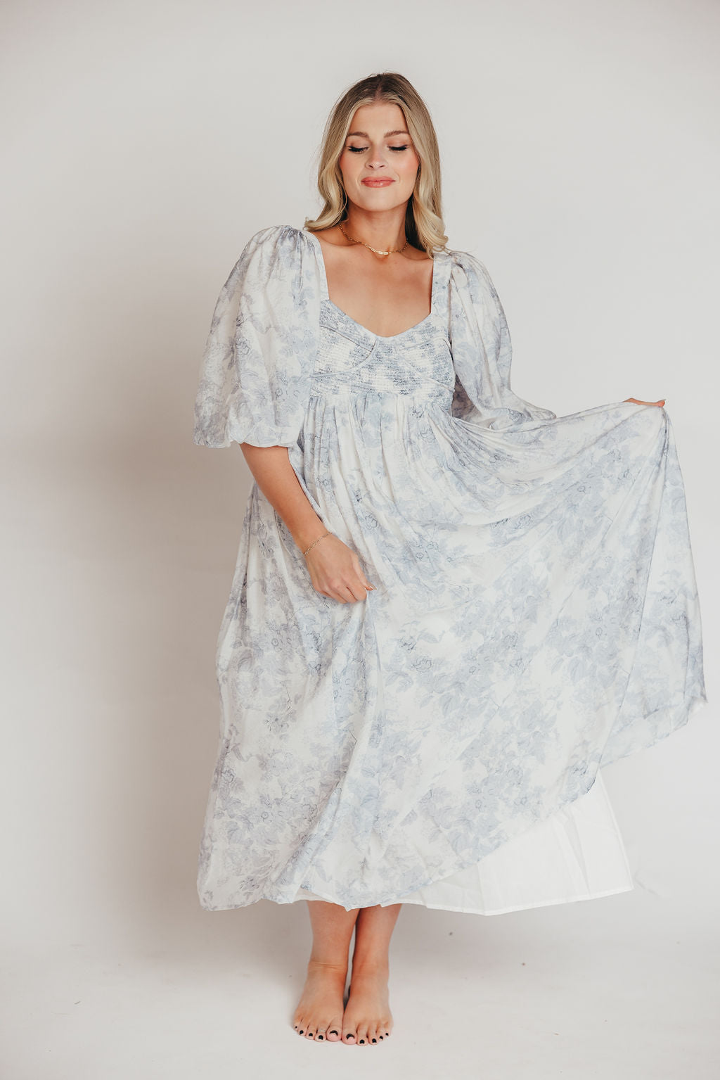 Harlow Maxi Dress in Light Blue Floral - Bump Friendly and Size Inclusive