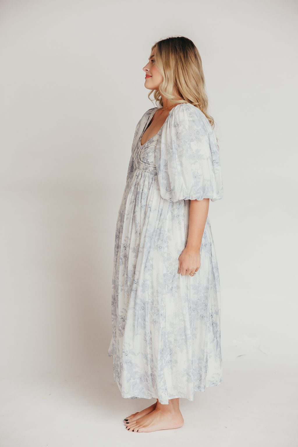 Harlow Maxi Dress in Light Blue Floral - Bump Friendly and Size Inclusive
