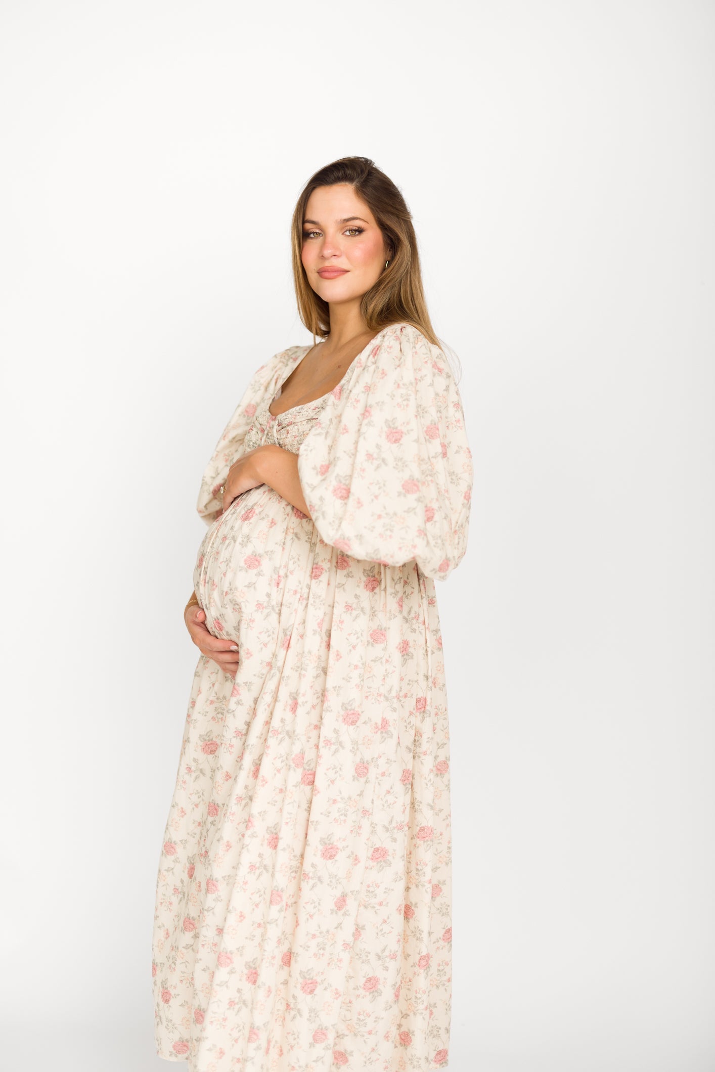 Harlow Maxi Dress in Off-White Floral - Bump Friendly & Inclusive Sizing (S-3XL) *Final-Sale*
