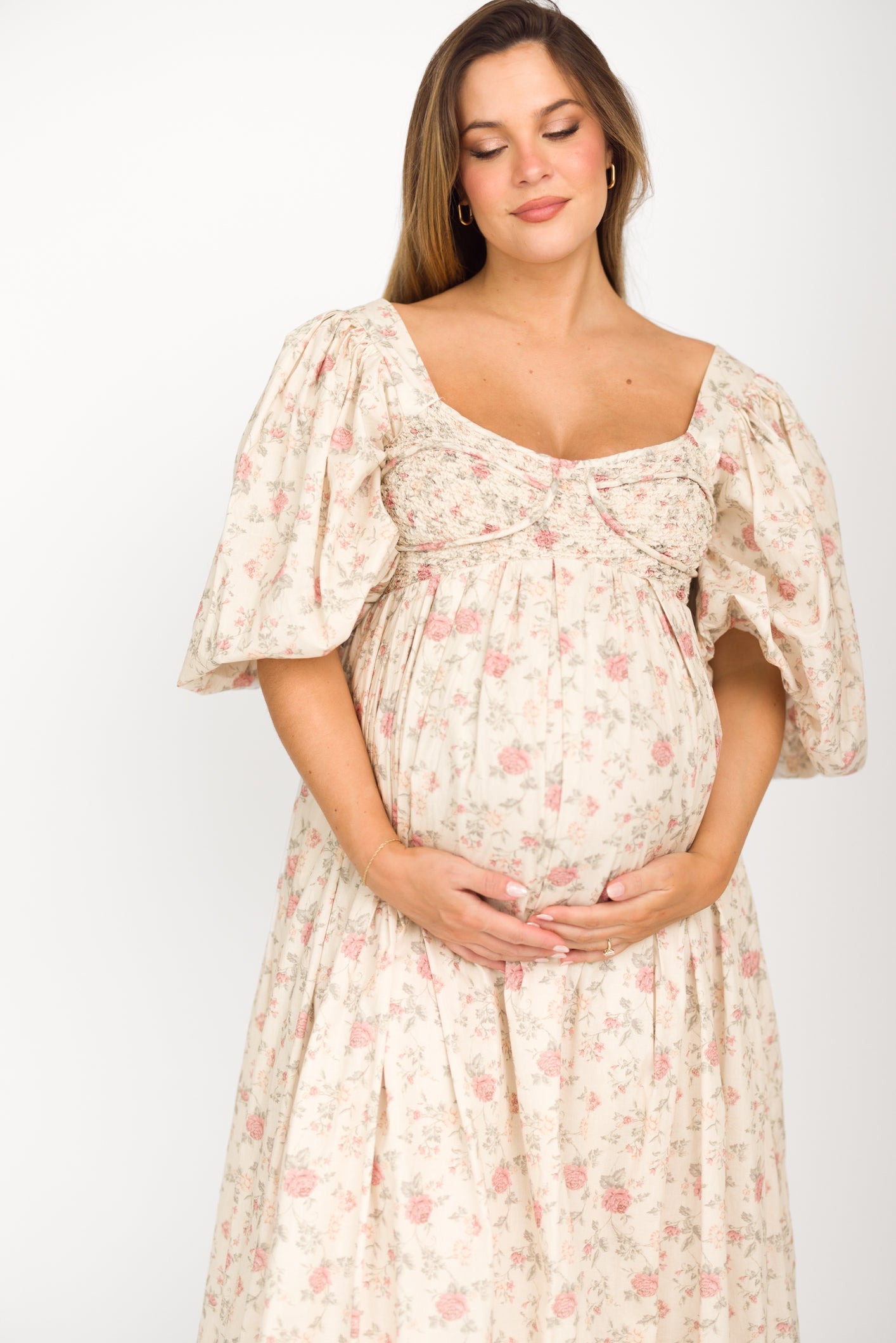 Harlow Maxi Dress in Off-White Floral - Bump Friendly & Inclusive Sizing (S-3XL) *Final-Sale*