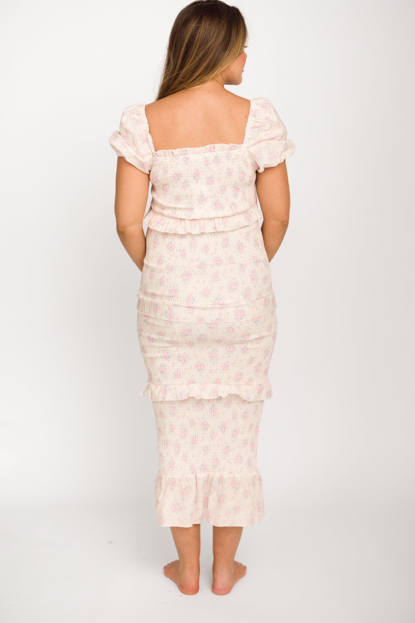 Ada Smocked Dress in Pink Floral- Bump Friendly & Inclusive Sizing (S-3XL) *Final-Sale*