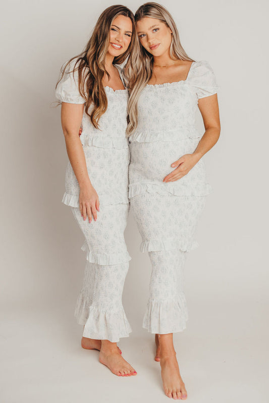 Ada Smocked Dress in Blue Floral- Bump Friendly & Inclusive Sizing (S-3XL) *Final-Sale*