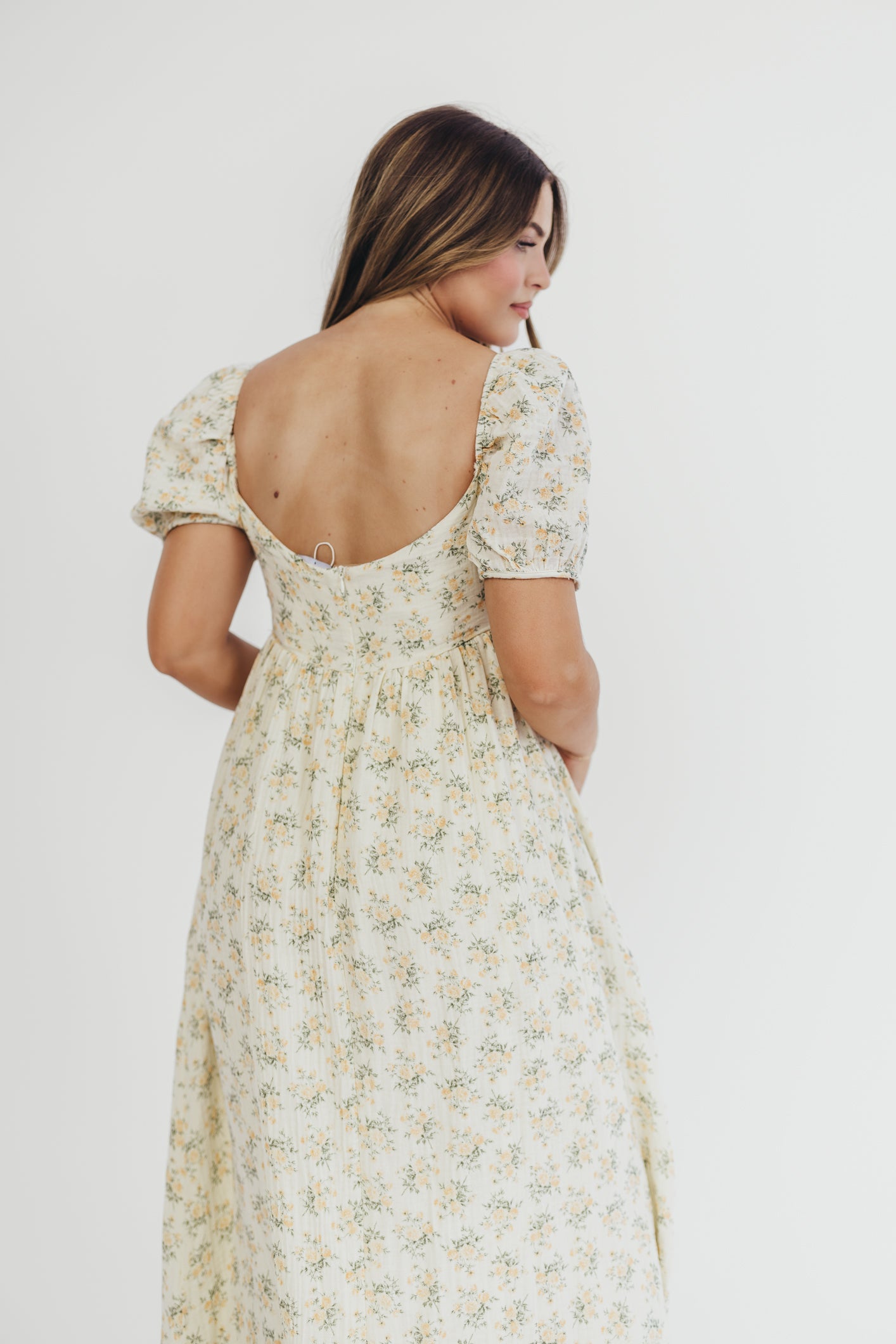 Haven 100% Cotton Tie-Front Maxi Dress in Orange/Green Floral - Bump Friendly