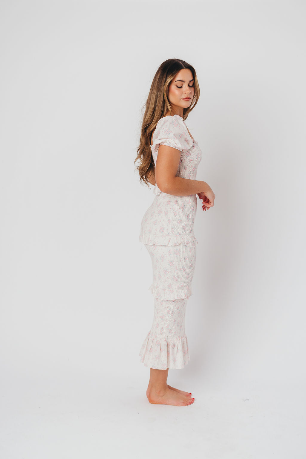 Ada Smocked Dress in Pink Floral- Bump Friendly & Inclusive Sizing (S-3XL) *Final-Sale*