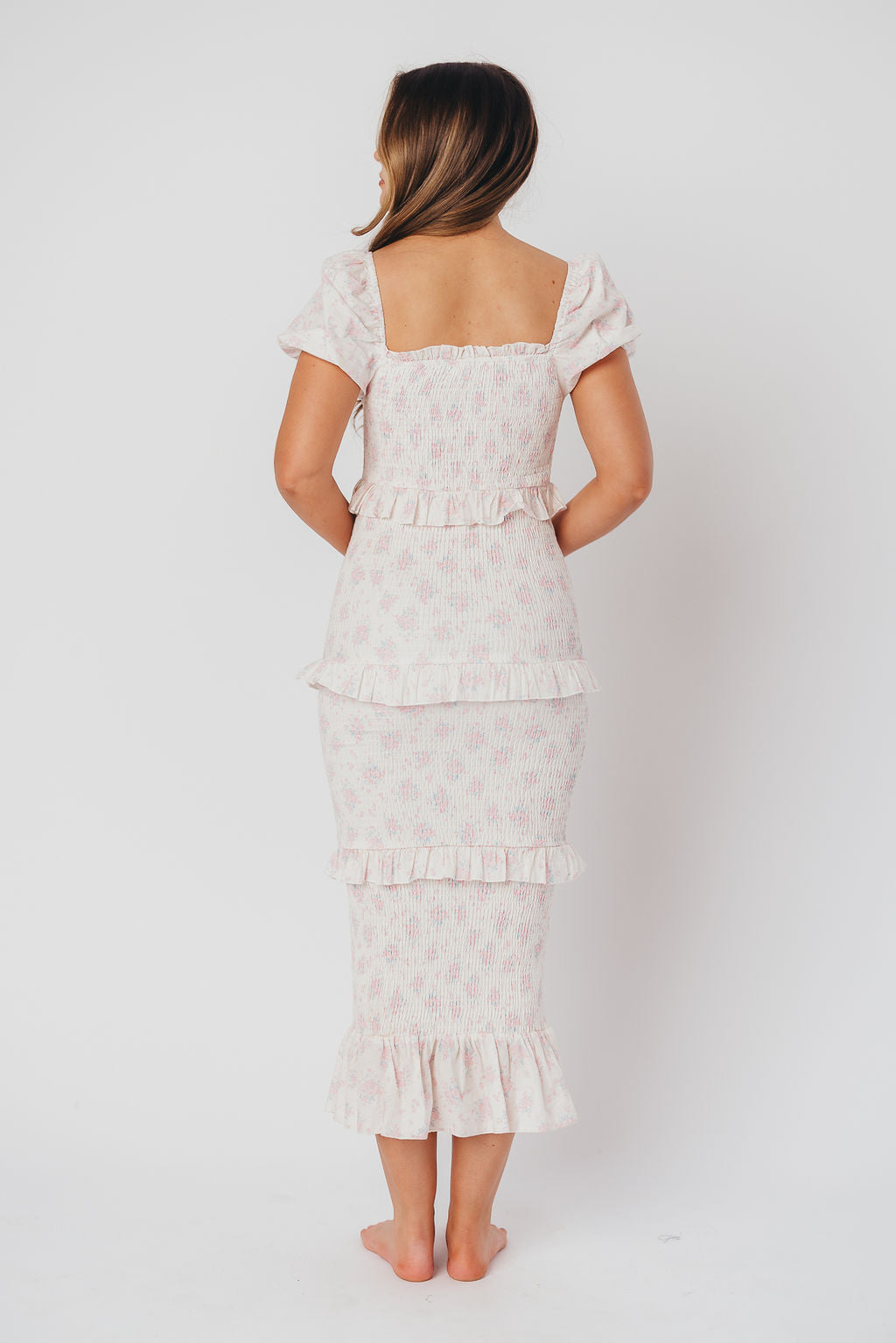 Ada Smocked Dress in Pink Floral- Bump Friendly & Inclusive Sizing (S-3XL) *Final-Sale*