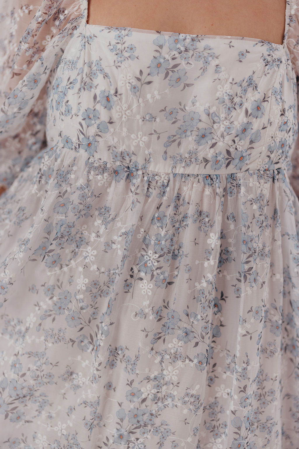 Mona Maxi Dress with Smocking in Blue White - Bump Friendly & Inclusive Sizing (S-3XL)